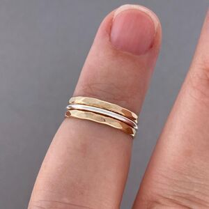 Faceted 14k Gold, Sterling Silver Ring Size 5